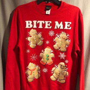 Mens Bite Me Cookies Ugly Chistmas Sweater Small